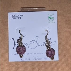Purple dangly earrings NEVER WORN